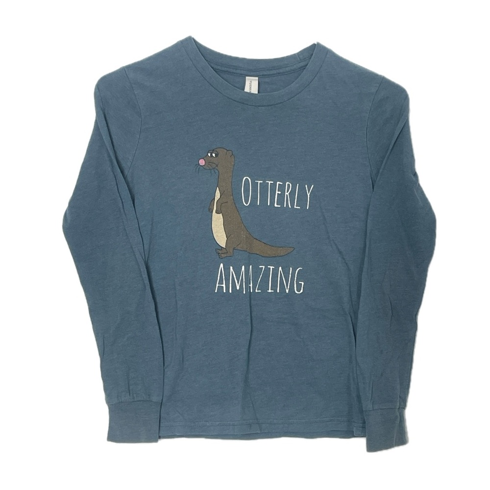 Kids unisex otter long sleeve blue shirt otterly amazing size medium 10/12